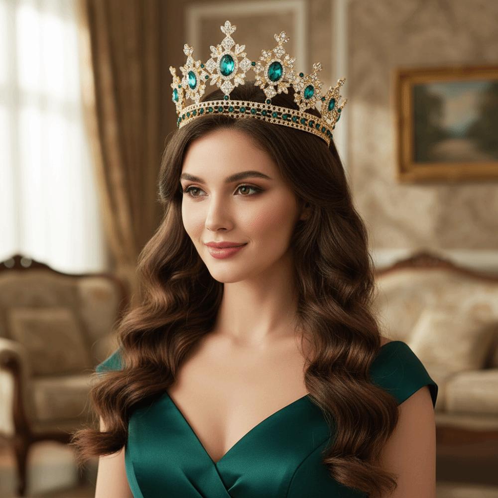 Elegante Vintage Diademkronen Luxuriöse Kristall Strass Krone Braut Kristall Kopfschmuck Abschlussball Diadem