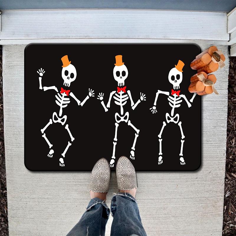 Halloween Skull Floor Mat, Absorbent Foot Pad, Easy To Take Care Of At Home, Dirt-Resistant Door Mat Can Be Labeled