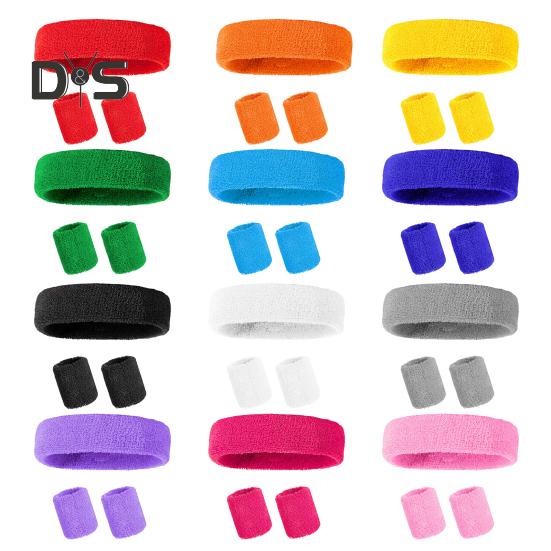 Schweißband-Set, Sport-Stirnband, Armband-Set, Frottee, Tennis, Gymnastik, Armband, sportliches Schweiß-Stirnband für Männer und Frauen