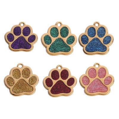 Pet Collar Blingbling Charm For Dog Cats Animal Footprint Pendant with Glittering Multiple Color