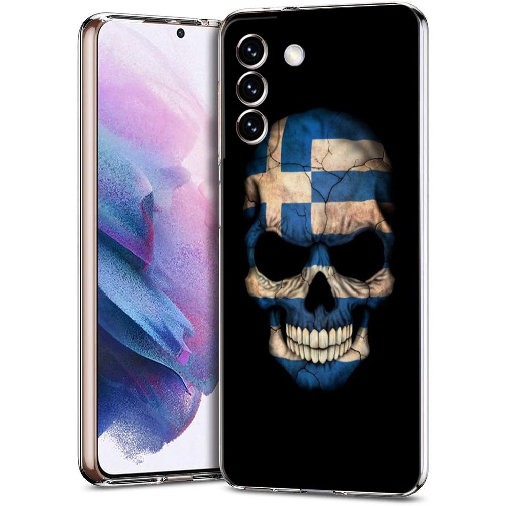 Transparent for Samsung Galaxy S25 S24 S23 S22 S20 S21 FE Ultra S24 S23 S10 S10E S9 Plus Phone Case Soft TPU Greece Greek Flag