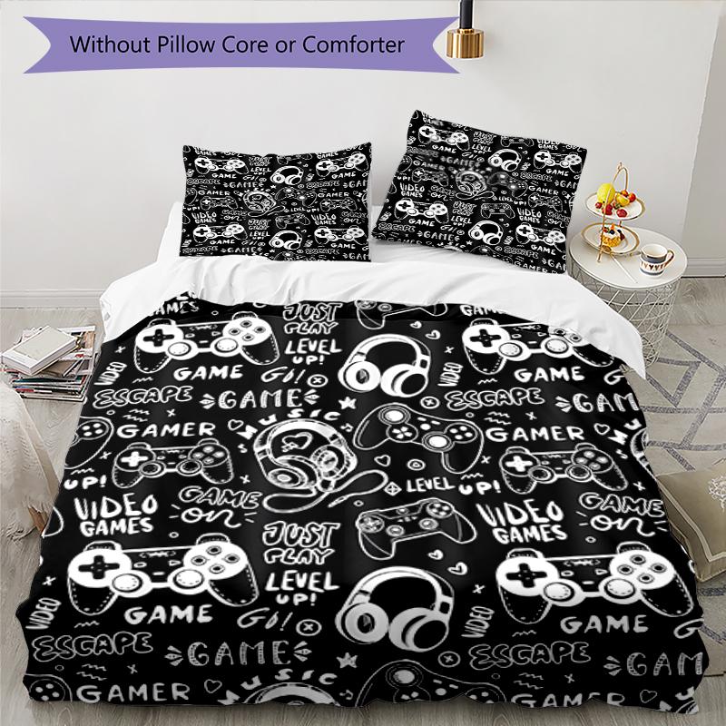 3pcs Game Controller Bedding Set Duvet Cover Closure Includes 1 Duvet Cover & 2 Pillowcases, Soft and Comfortable for All Seasons.
