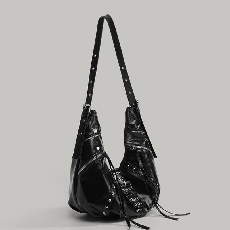 Croissants, Spicy Girl Style Motorcycle Bag, Niche, Laid-back, Simple and Fashionable Single-shoulder Dumpling Bag