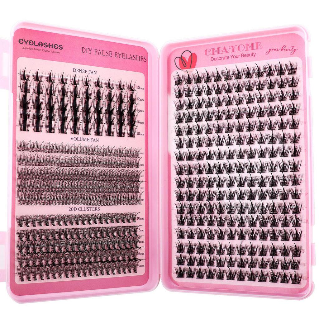 Premium DIY Mixed Cluster False Eyelash Set - 547 Dense, Curled Segments for a Customized Look