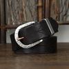 Belt Men's Retro Distressed Carved Top Layer Cowhide Leather Hammered Steel Buckle Korean Style Trendy Jeans Belt