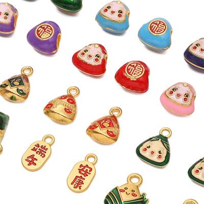Alloy Charms Loong Boat Festival Zongzi Smiling Face Pendant for Jewelry Making DIY Bracelet Necklace