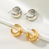 New Gold Color Round Chunky Earrings for Women Lightweight Smooth Metal Open Thick Hoops Fashion Trendy Jewelry 2024