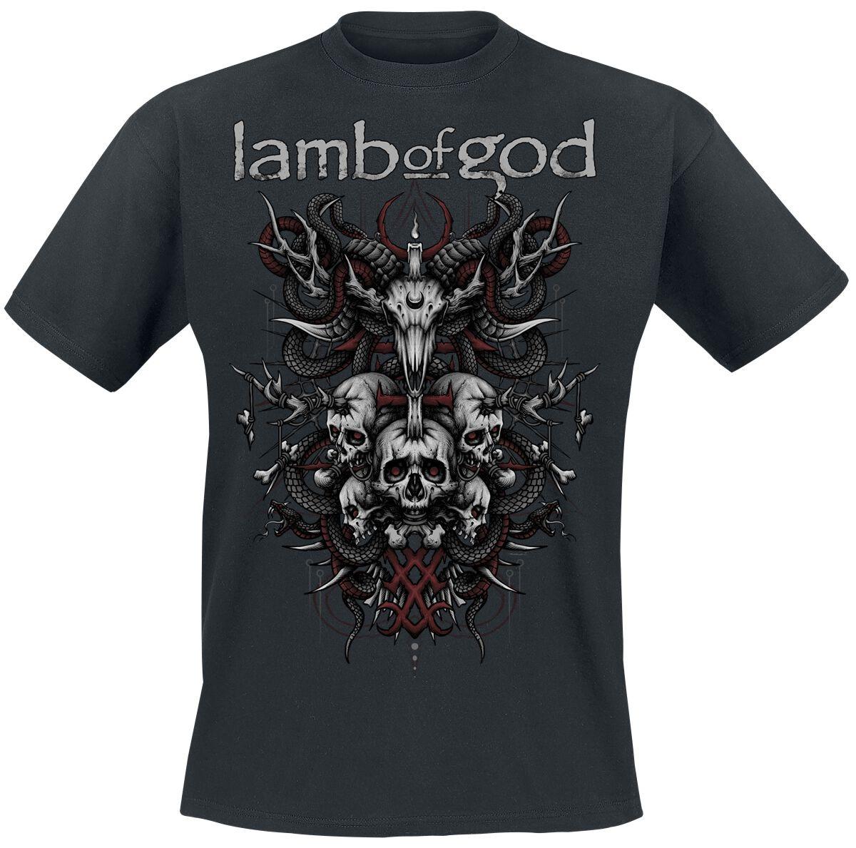 Lamb of God Goat Skull Snake Skull Print Cotton TShirt Thrash Metal Streetwear Unisex Crew Neck Short Sleeve Tee M