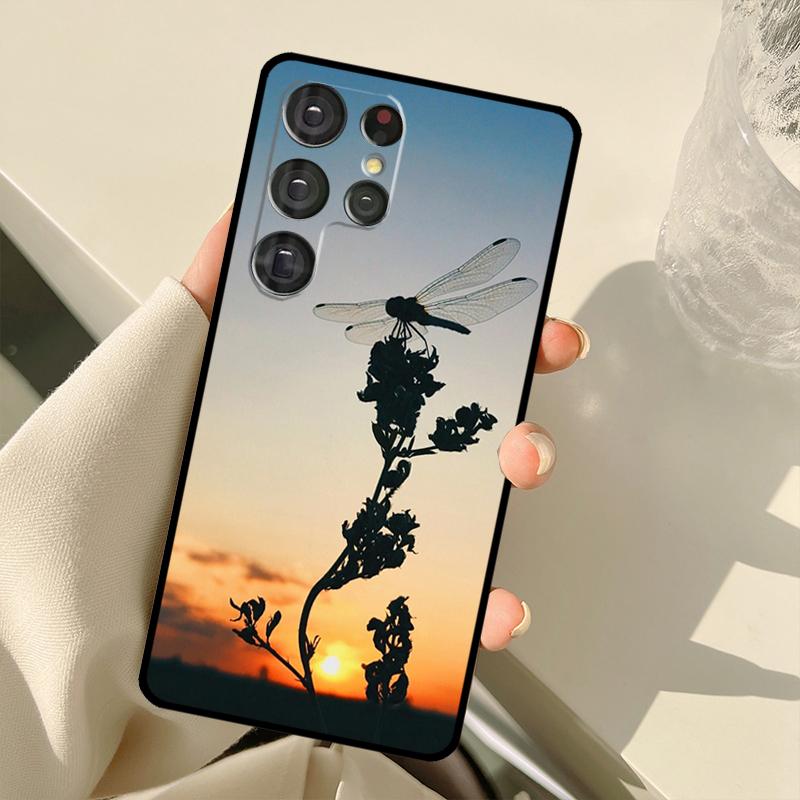 Luxury Dragonfly Case For Samsung Galaxy S22 Ultra S21 S20 S24 S25 Ultra S9 S10 Plus S23 FE S25 FE Back Cover
