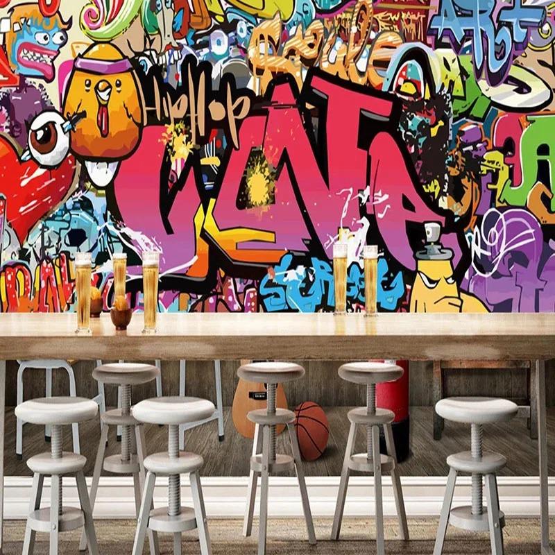 Tapeta 3d Alfabet Graffiti Mural Restauracja Bar Ktv Ściana Tła Murale Fresk