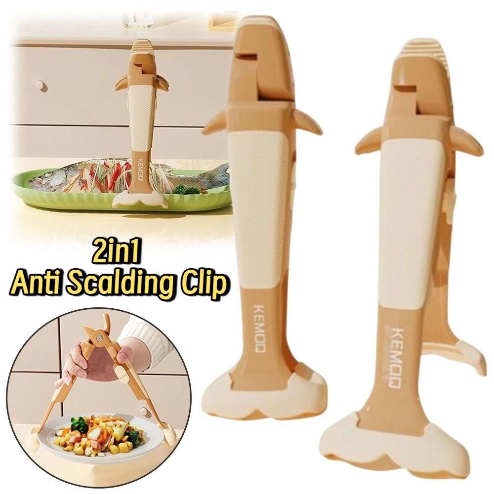 Non-Slip Anti-hot Bowl Plate Clips Whale Shape Hot Bowl Gripper  for Dish Plate Steamer