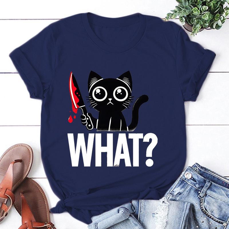 New Cat What Printed T Shirt Women Men Teens Fashion Hip Hop Harajuku Casual Short Sleeve Tops Tees