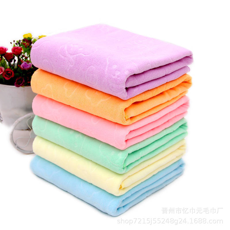 Microfiber 70 * 140 Bath Towel Promotional Towel Bear Embossed Adult Beach Towel