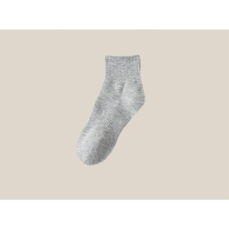 Thick Mid-calf Socks, Summer Lightweight Cotton Socks, Spring and Autumn Sweat-absorbing and Breathable Plain-colored Short Socks
