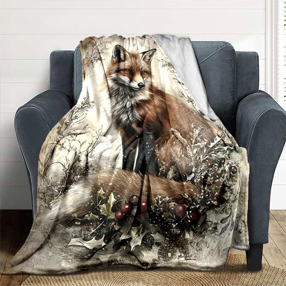 1pc Fox Name blanket Lightweight Flannel Throw for Sofa Bed Travel Camping Livingroom Office Couch Chair