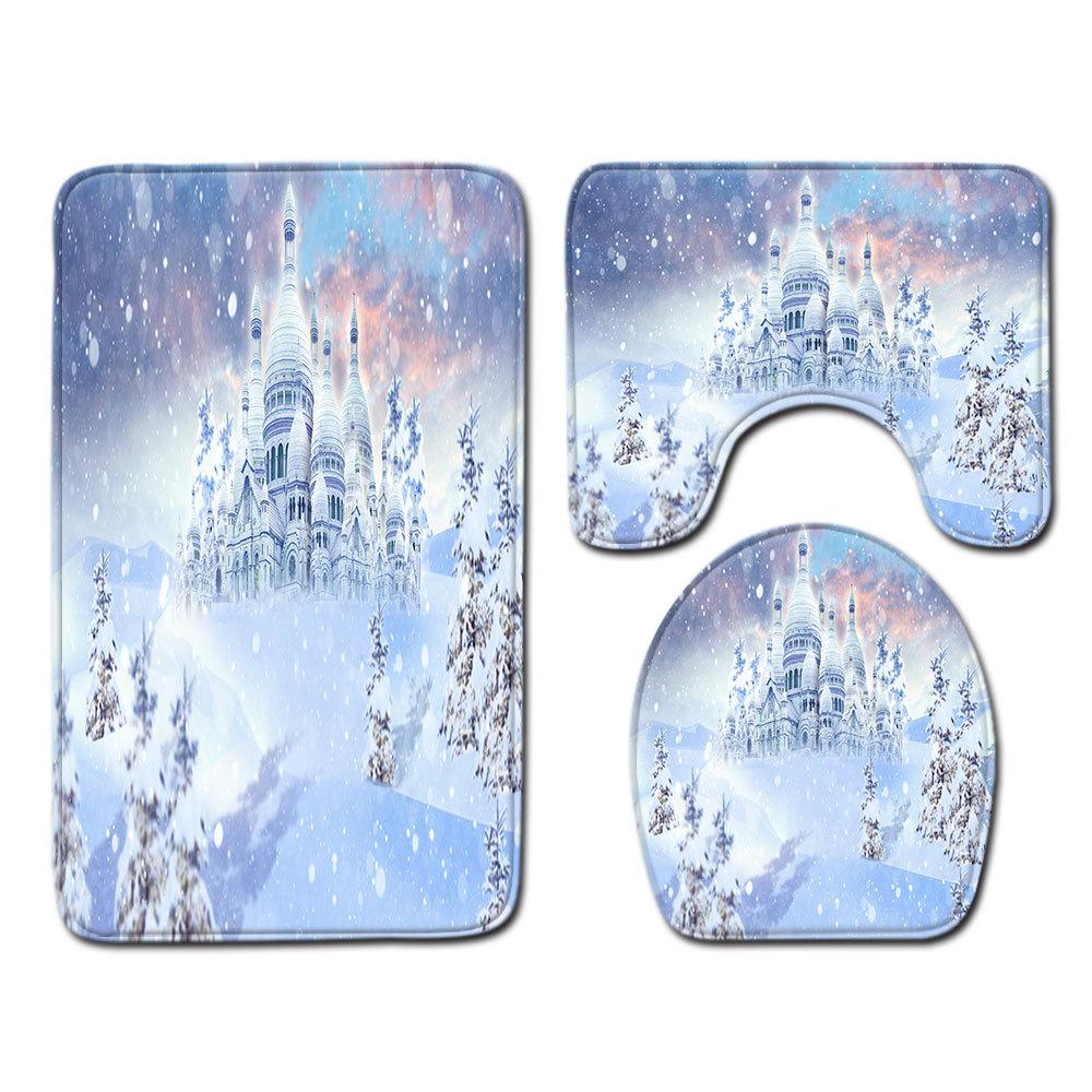 Christmas Bathroom Floor Mat Toilet Three-Piece Set