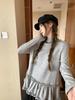 Korean High Neck Polka Dot Lace Patchwork Long Sleeve Top for Women - Autumn Winter Fashion