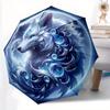 1pc Enchanted Moonlit Wolf Automatic Folding Umbrella - 3 Folding Design, Vivid Cartoon Pattern, Suitable for Outdoor Activities, A Gift for Fans