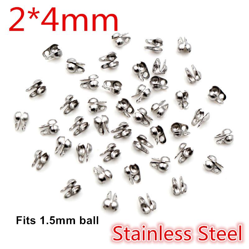 200pcs Connector Clasp Fitting 4*7mm Ball Chain Calotte End Crimps Beads Connector Components For DIY Jewelry Making Supplies