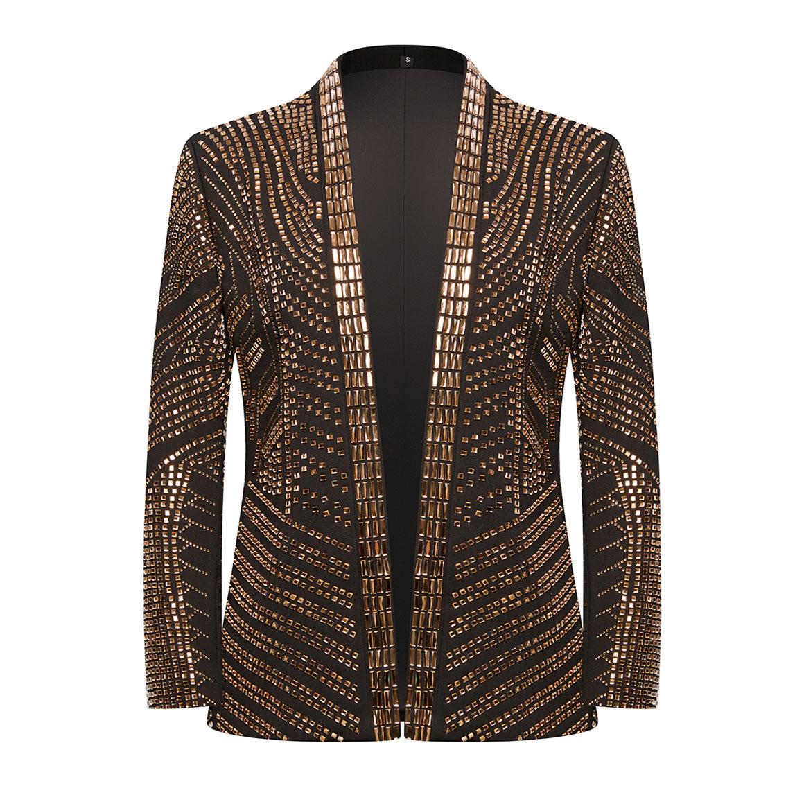 

Мужская повседневная куртка без воротника с деталями из страз 3XL