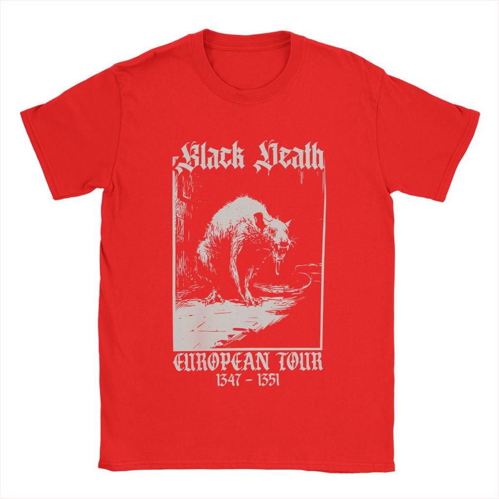 Black Death Medieval Rat Gothic Grunge T Shirts for Men 100% Cotton Vintage T-Shirt Horror Goth Tees Short Sleeve Clothes