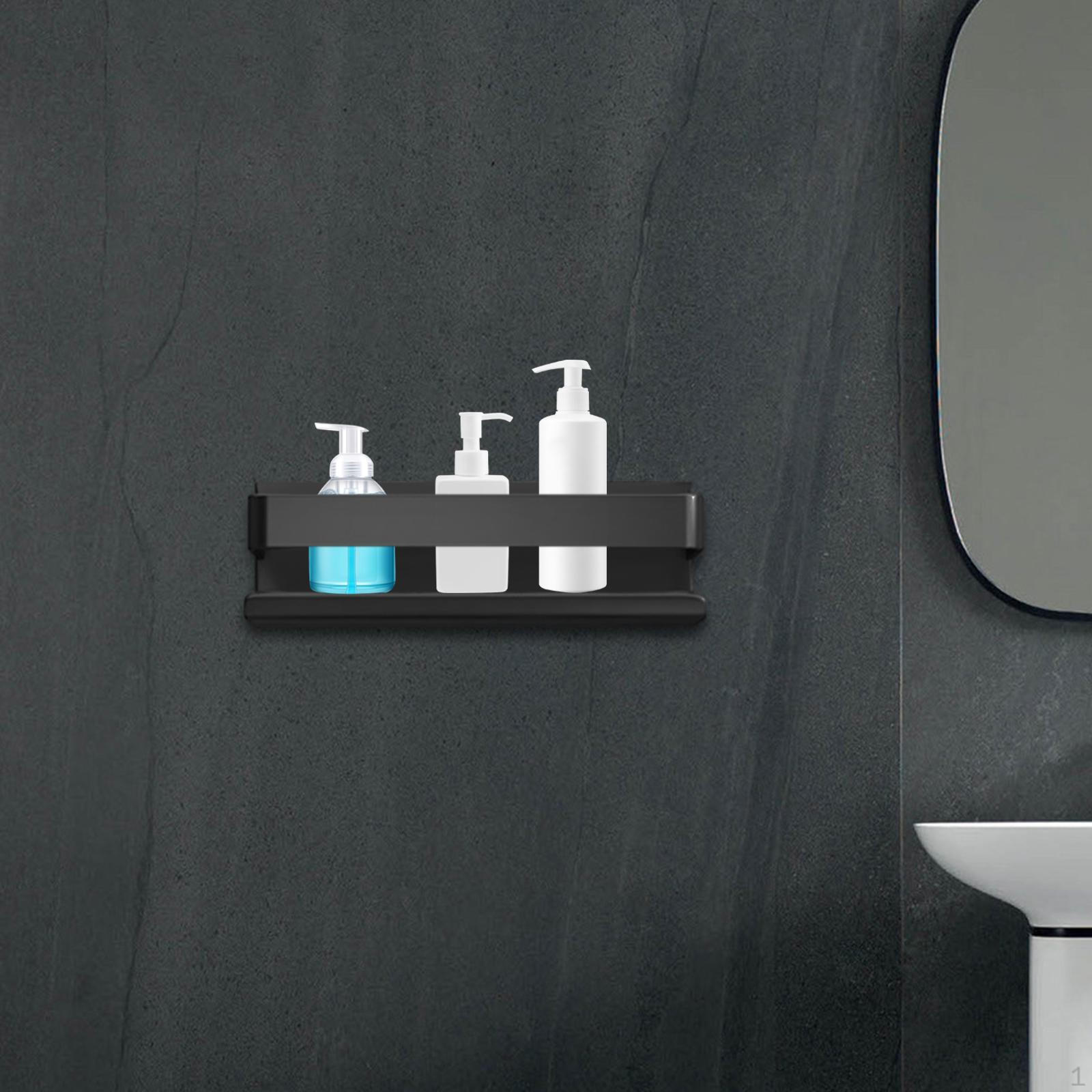 

Плаваючі полиці для ванної кімнати Стелаж для зберігання з нержавіючої сталі Без цвяхів, стійкий до корозії для домашньої кухні black 20cm