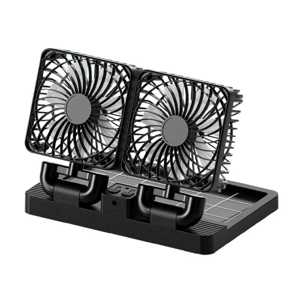 

New Mini Fan Portable Truck USB Universal Interface Powered Dual Good Solar Head Range Summer Companion Fan Car J2I9