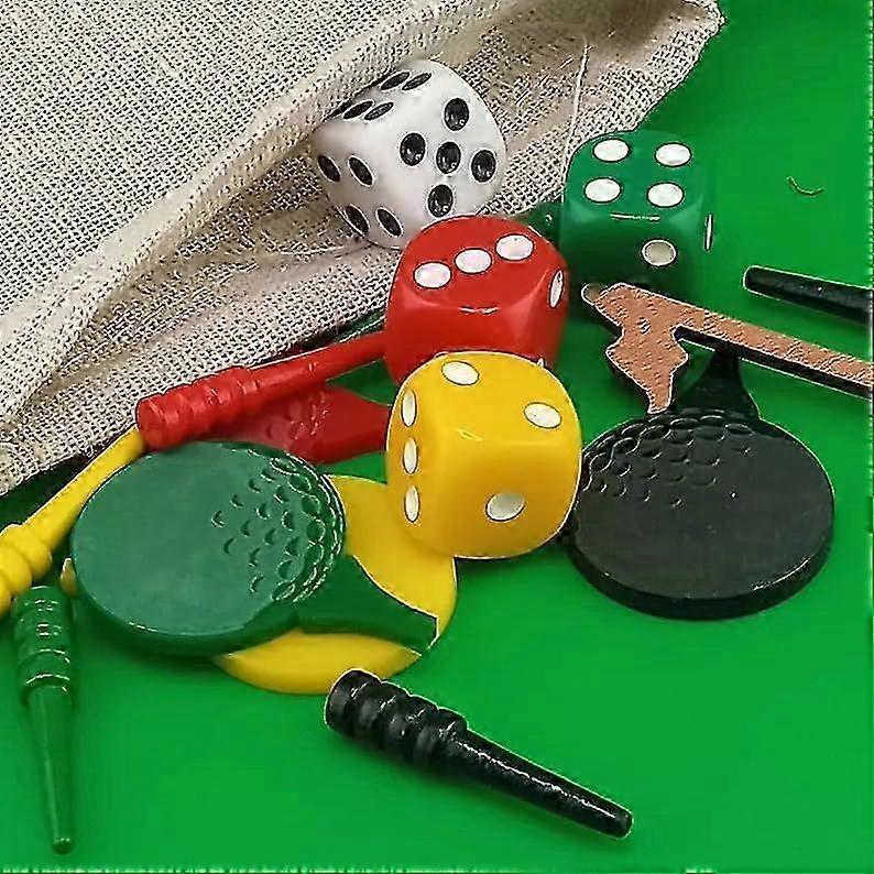 Tabletop Dice Golf Game, Handcrafted Tabletop Golf Dice Games Set, Interactive Golf Games with Intuitive Gameplay Movable Pegs and Scoring System, for