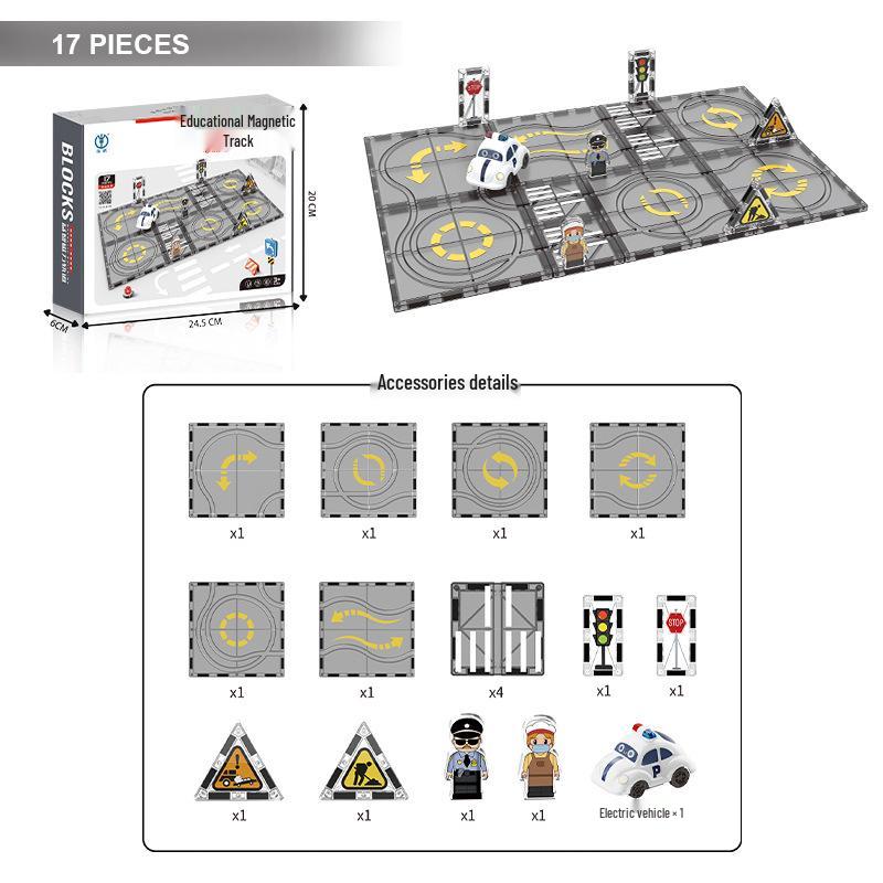 Electric Car Magnetic Toy Track Firefighting Theme Building Blocks – Free Shipping