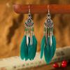 Vintage Ethnic Bohemian Crystal Beads Handmade Feather Tassel Women Earrings Long Drop Dangle Boho Jewelry Pendientes Mujer