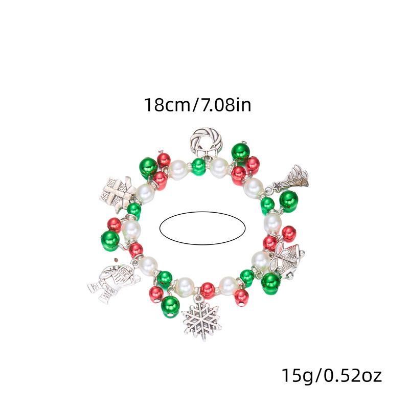 Christmas Bracelet for Women Fashion Elegant Christmas Tree Santa Snowflake Pendant Beaded Bracelets Holiday Party Jewelry Gift for Girls