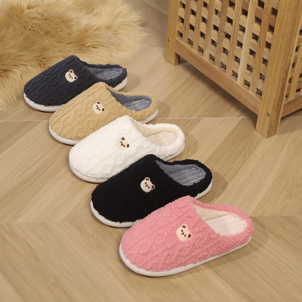 Couple Cute Bear Cartoon Cotton Slippers Men and Women Winter Home Indoor Warm and Comfortable Shoes Ins
