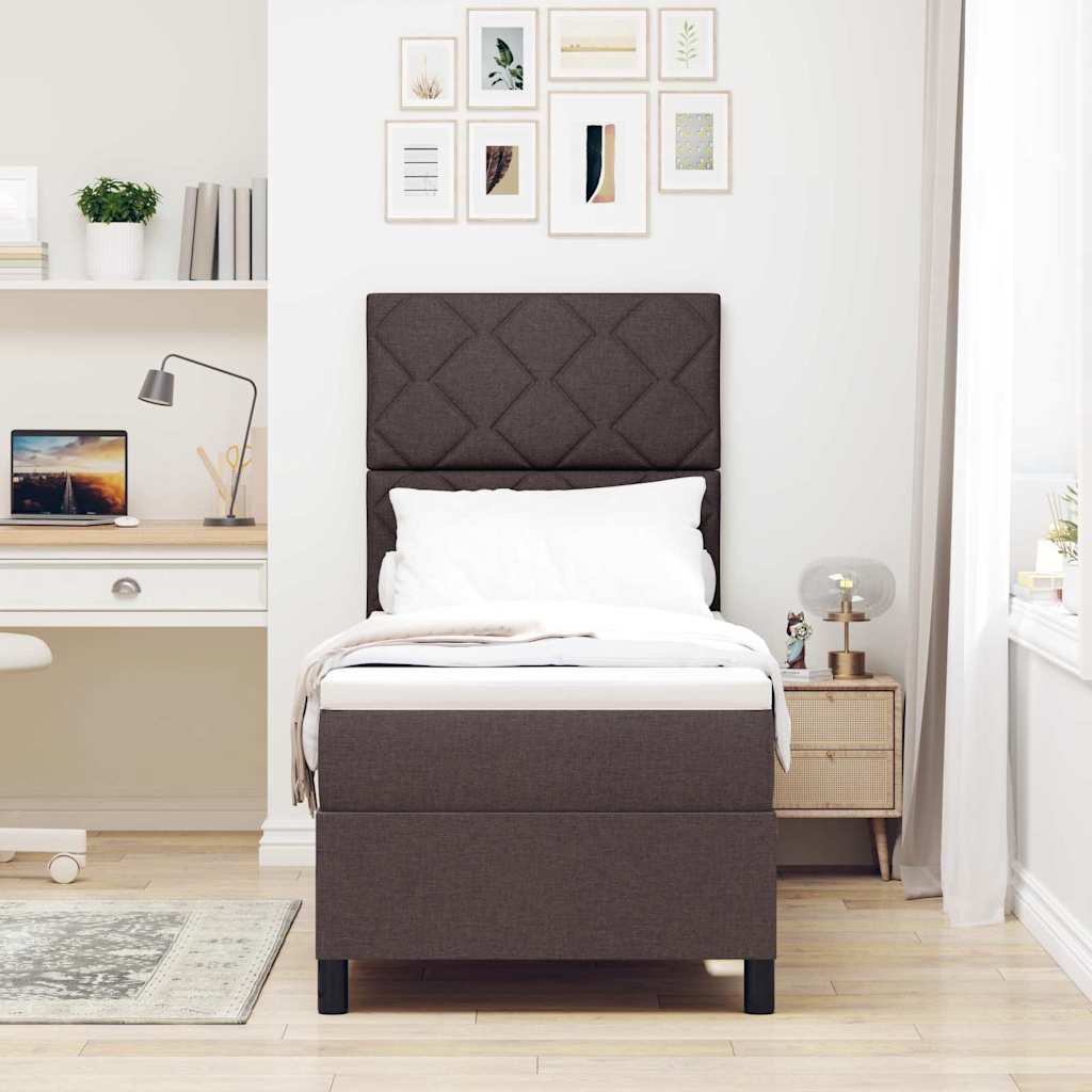 Boxspring bed with headboard Dark Brown 80 x 200 cm Fabric