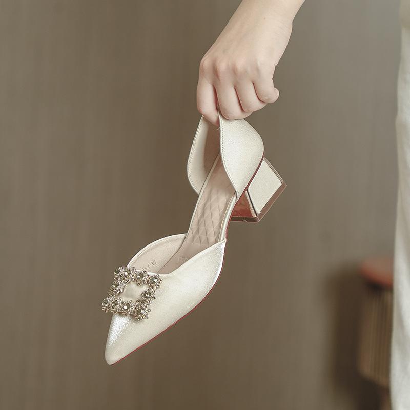 

Новая сумка, сандалии на среднем каблуке, женские остроносые туфли на высоком каблуке, модные полые туфли-лодочки 39 бежевый