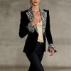 Multi-color Leopard Print Velvet Suit with Bell Sleeves and Faux Pockets - Women's Fashion