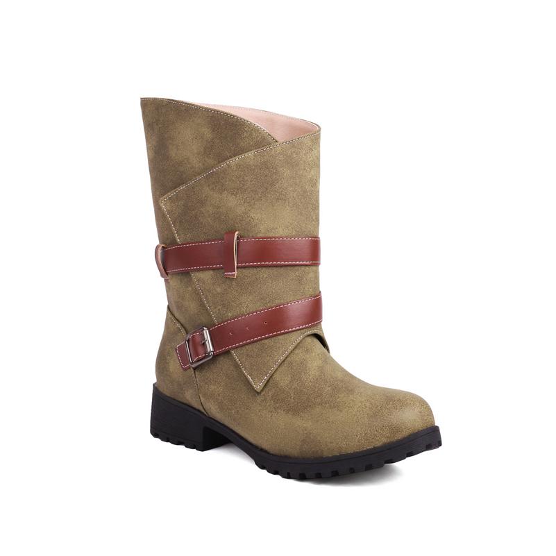 

Жіночі ботильйони Круглий носок На товстому середньому каблуці Короткі черевики з пряжкою Лаконічні жіночі модні туфлі Зима Чорно-коричневі Зелені 45 39 зелений