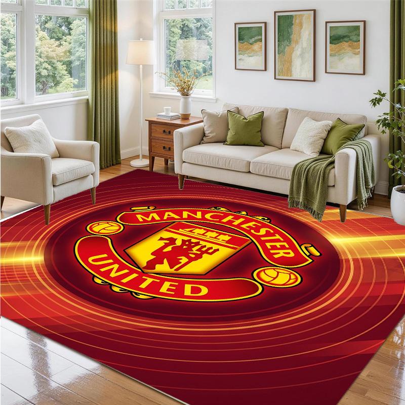 Manchester United Design Crystal Velvet Rug Soft Decorative Mat for Bedroom Entrance