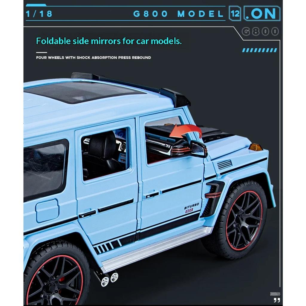 Large 1/18 Sacle Benz G800 Off Road SUV Alloy Metal Diecast Model Car Sound & Light Collectibles Ornaments Birthday Gift Friend