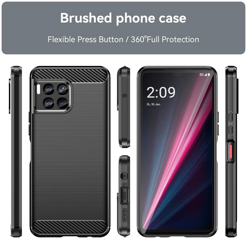 Carbon Fiber Texture TPU Case for T-Mobile Revvl 7 Pro 6x 5G Revvl 6 T Phone Pro 5G Shockproof Protective Business Full Protection Cover