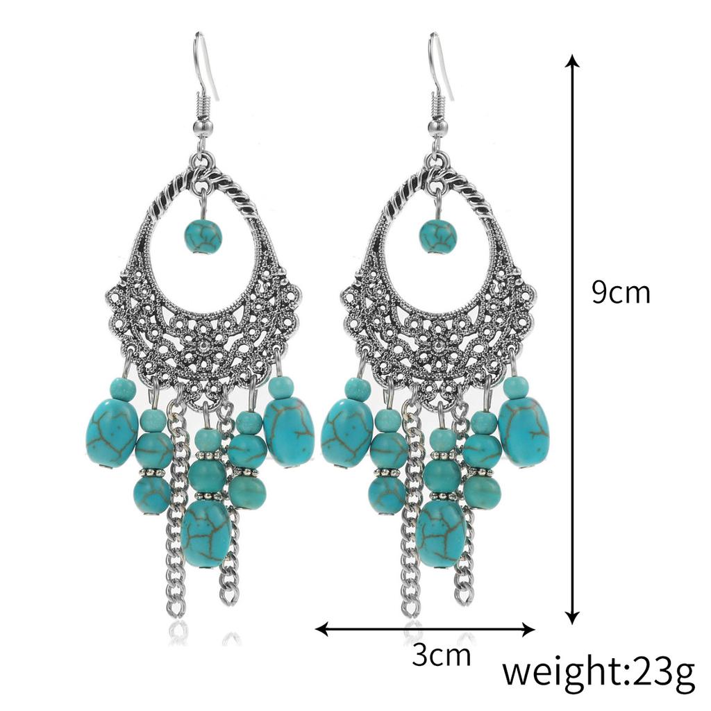 Ethnic Earrings Turquoise Earrings Set, Bohemian Vintage Earrings