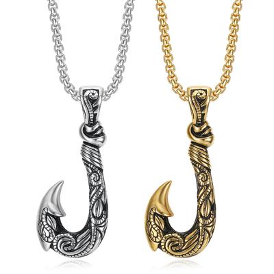 Personalisierter Herren Retro Fischhaken Anhänger Ozean Romantik Anhänger Halskette 2026 Modetrend Eingelegter Zirkon Herren Party Schmuck Zubehör