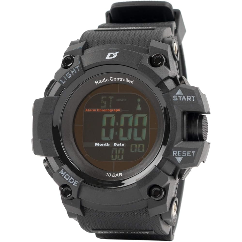 Arias Digital Solar Radio-Controlled Watch Men s Black Reverse LCD ADWW18107RCSOL-01
