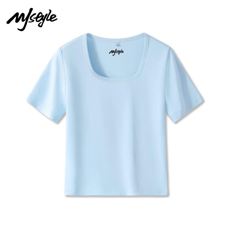 MJ STYLE Women s Square Neck Slim-Fit Short Sleeve T-Shirt XL