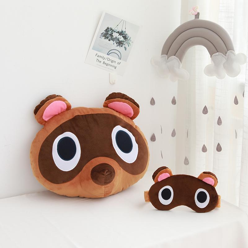 30cmDropshipping Animal Crossing Plush Toy Raccoon Plush Pillow & Eye Mask Stuffed Animal Toy Kawaii Gifts