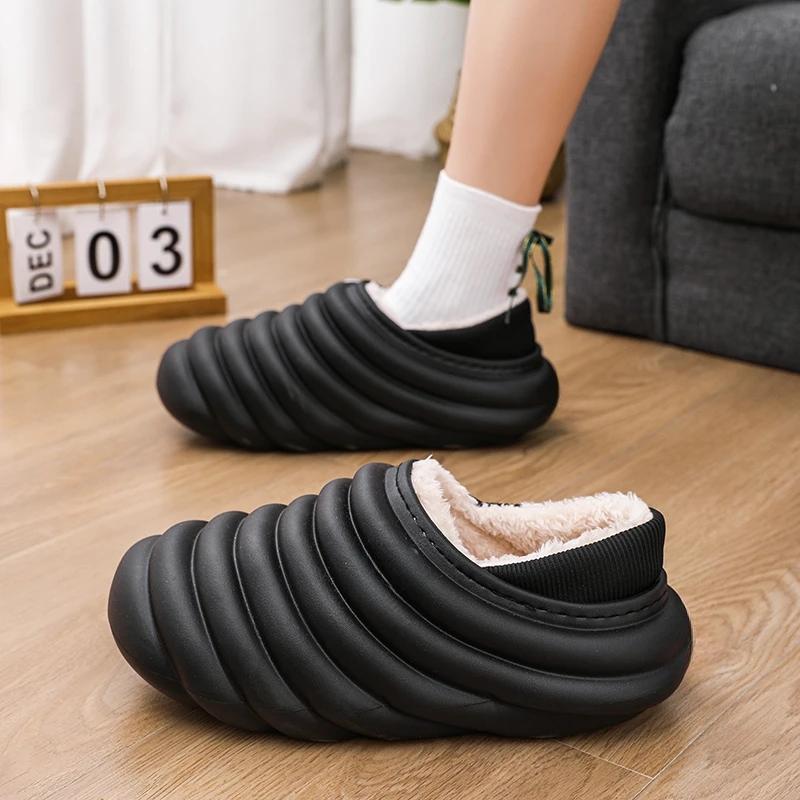 Winter New Women Cotton Slippers Home Use Versatile Autumn Winter Couple Warm Head Packed Thick Bottom Men's Cotton Shoes