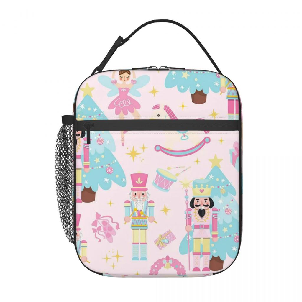 Nutcracker Ballet Christmas Theme Pattern Insulated Lunch Bag for Women Children Leakproof Food Boxes Thermal Lunch Box Tote