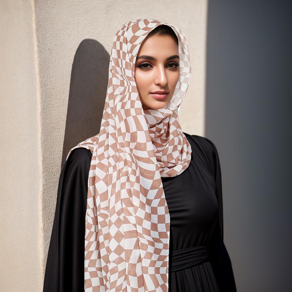 New Printed Chiffon Hijab Scarf For Women Muslim Headscarf Wraps Veils Islamic Turban Niqab Tie-Dyed Headband Muslim Hijab Shawl