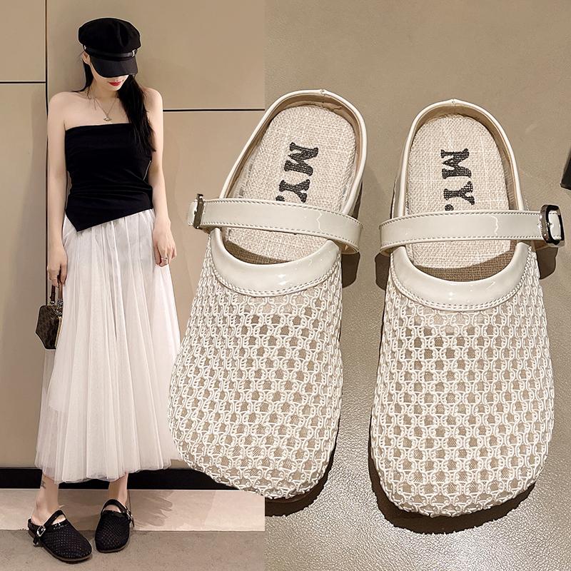 Fashion 2025 Women's Flat Shoes Breathable Mesh Women Shoes Summer Square Head Women Shoes Large Size Female