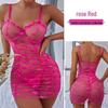 European & American Heart Print Lace-up Mesh Nightgown