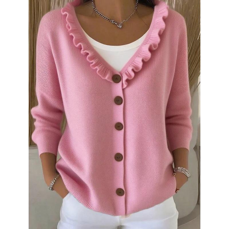 TIFICY Women's Fashion Casual Fall Winter Solid Color Print Long Sleeve POLO Neck Sweaters